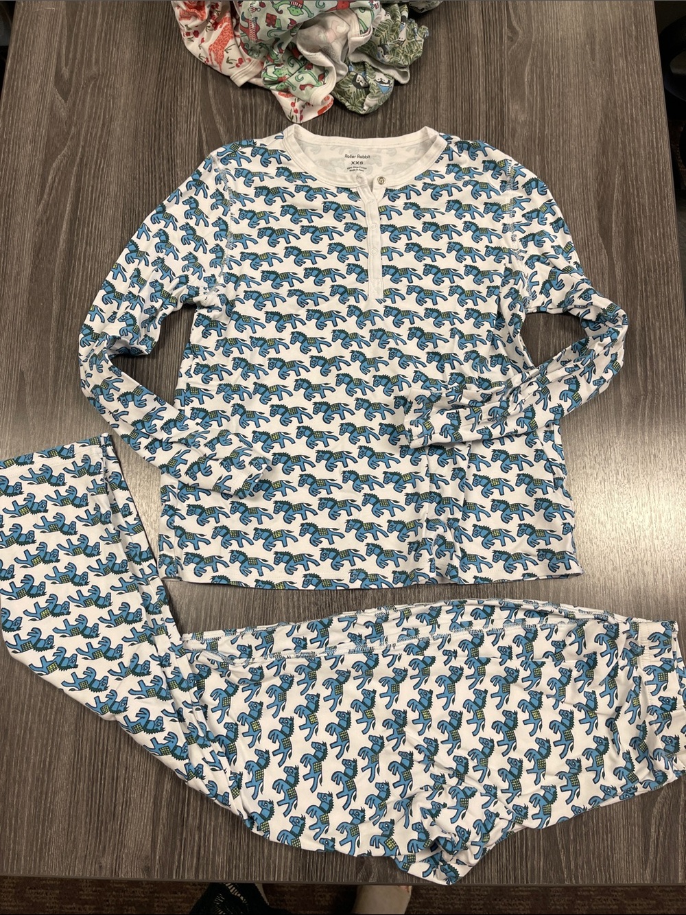Roller rabbit long sleeve abc pants pajamas horse xxs